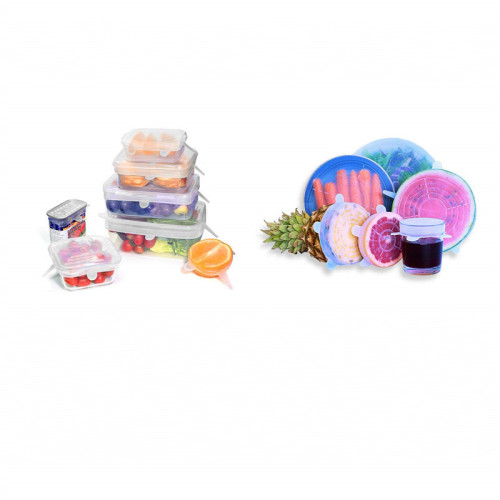 Cross-border multifunctional silicone fresh-keeping lid 6-piece set food-grade silicone stretch seal six-piece silicone bowl lid