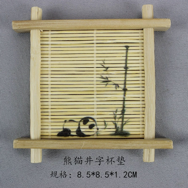 Bamboo coaster tea mat (bamboo), Japanese well‑style printed designs, multiple sizes