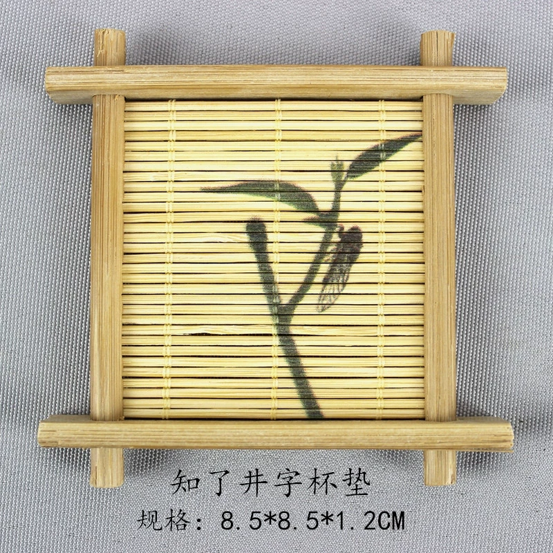 Bamboo coaster tea mat (bamboo), Japanese well‑style printed designs, multiple sizes
