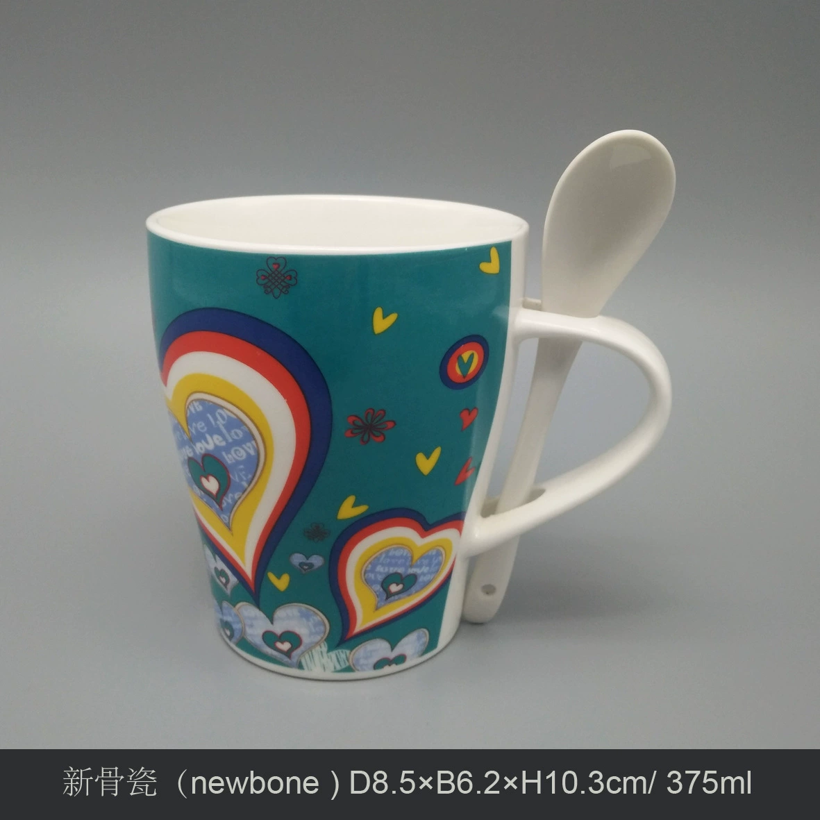 Новая костяная porcelain Patch Flower Painting Paper Valentine's Day Love Mark Coffee Cup Reinforcement Ceramic Roasting Cup Wholesale Customization
