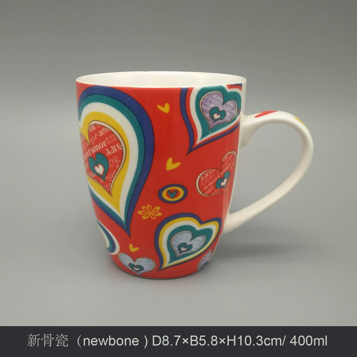 Новая костяная porcelain Patch Flower Painting Paper Valentine's Day Love Mark Coffee Cup Reinforcement Ceramic Roasting Cup Wholesale Customization
