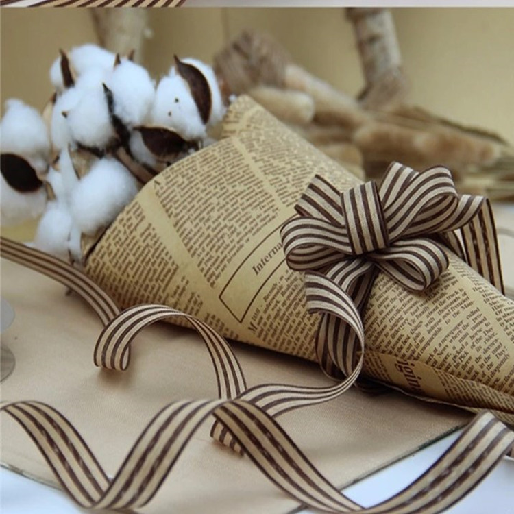 9MM手工DIY仿棉麻双色条纹织带 服装鞋帽箱包礼盒装饰丝带100码