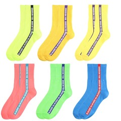 Cross-border foreign trade fluorescent green Instagram-style Korean/Japanese/European/American eye-catching street fashion socks, mid-calf socks.