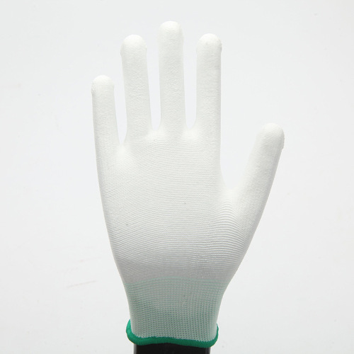 White PU coated palm gloves individually packaged nylon wear-resistant labor protection gloves wholesale anti-static coated palm gloves
