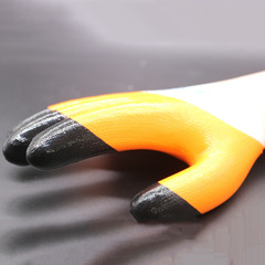 Labor protection gloves, nylon reinforced finger, nitrile dipped, wear-resistant and anti-slip, construction site work gloves, wholesale