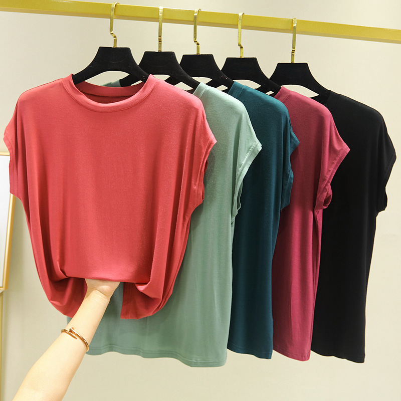 Modal Half-high Collar Sleeveless Summer New Korean Style Stretch Large Size T-shirt Fashionable Bottom Shirt Women's Top