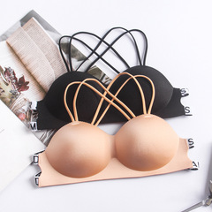 New one-piece scratch-free ice silk beautiful back wrapping women's underwear anti-exposure sexy suspender strap breast manufacturer direct sales