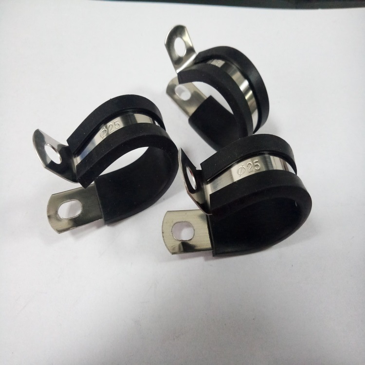 安阳不锈钢包胶管夹 R型连胶条卡箍供应