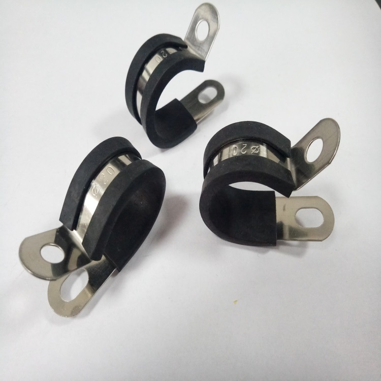 316不锈钢套胶皮管夹 P型防磨损油管卡规格齐全