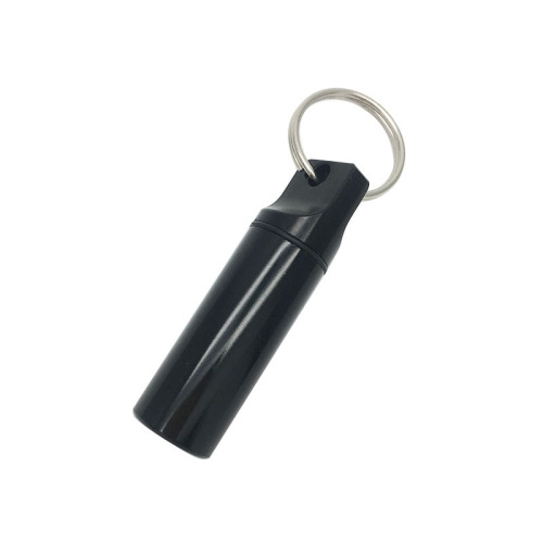 Flat Head Round Aluminum Medicine Bottle with Metal Keychain Earplug Packaging Can, Waterproof Sealed Storage Aluminum Bottle