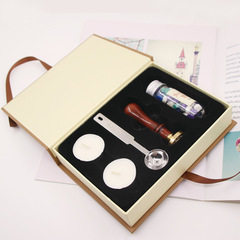 Wholesale European Retro Enamel Wax Stamp Set with Brass Head and Beech Wood Enamel Wax Sticks and Flow Control Spoons