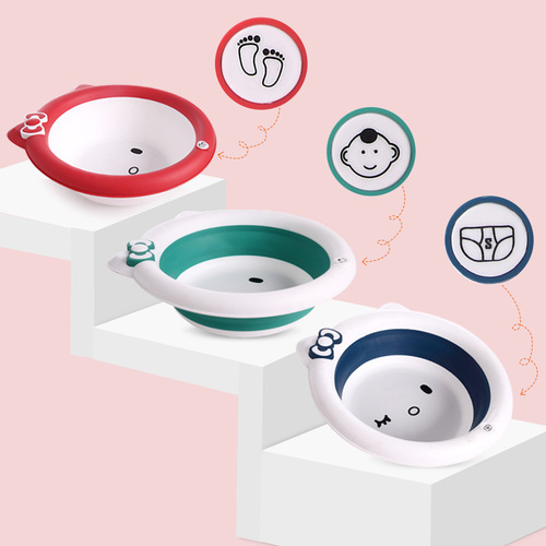 Children's washbasin newborn baby washbasin newborn children's supplies cartoon kt cat baby folding basin