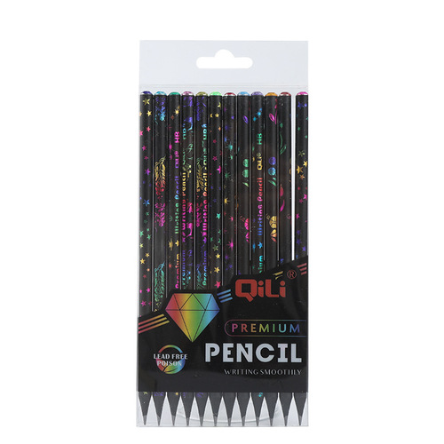 Black wood pencil primary school student HB cartoon creative color printed pencil with diamond foreign trade supply cross-border pencil