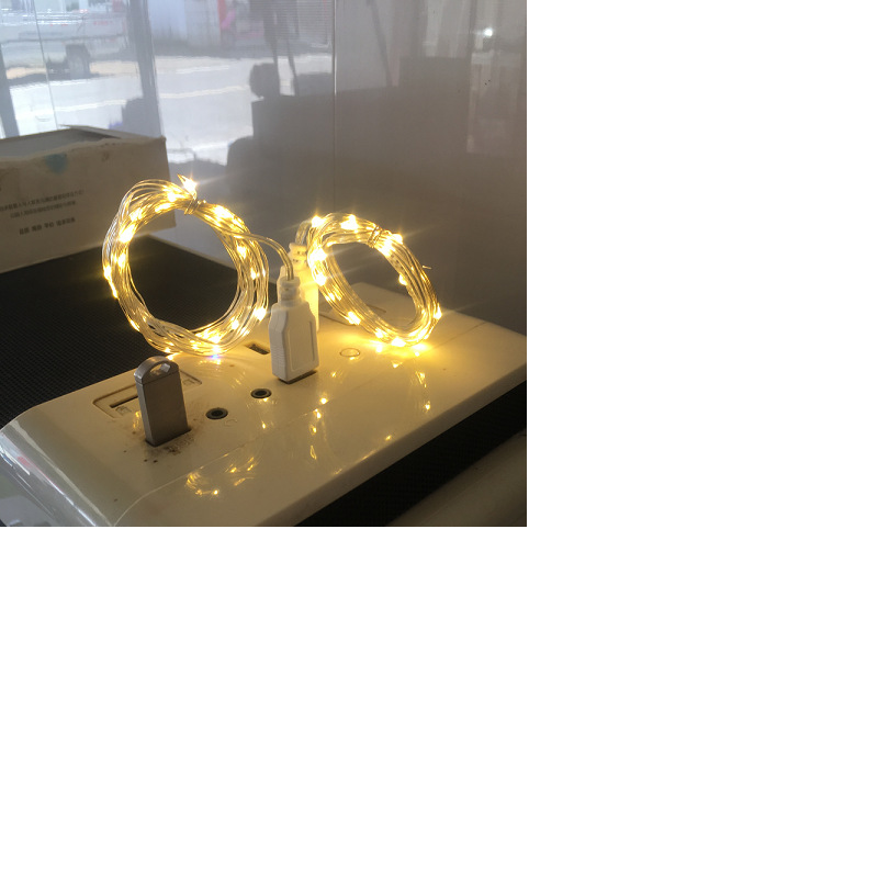 Cadena de luces constantes con cable de cobre USB, 10 metros, 100 luces, luces de cadena impermeables, luces navideñas, luces de cadena con cable de cobre, decoración de bodas