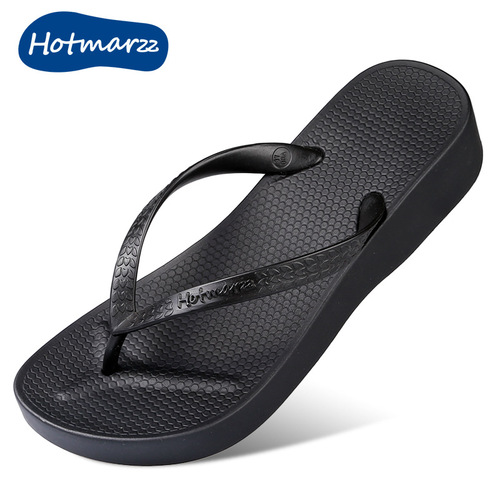 Hotmarzz Heima wedge flip-flops women's thick-soled outer wear seaside beach shoes simple high-heeled sandals