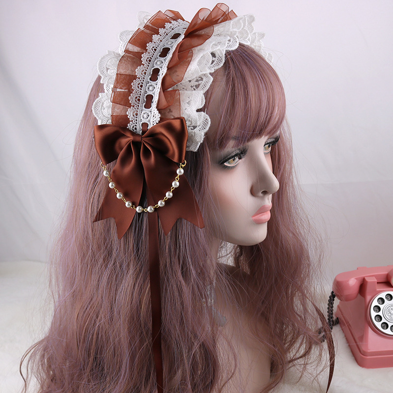 日本の柔らかい妹の白いレースの頭飾りlolitaの甘いものを郵送します。