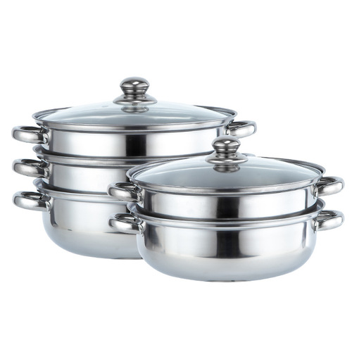 Stainless steel steamer soup pot double-layer three-layer soup steamer 28cm thickened gift pot induction cooker universal double-ear pot