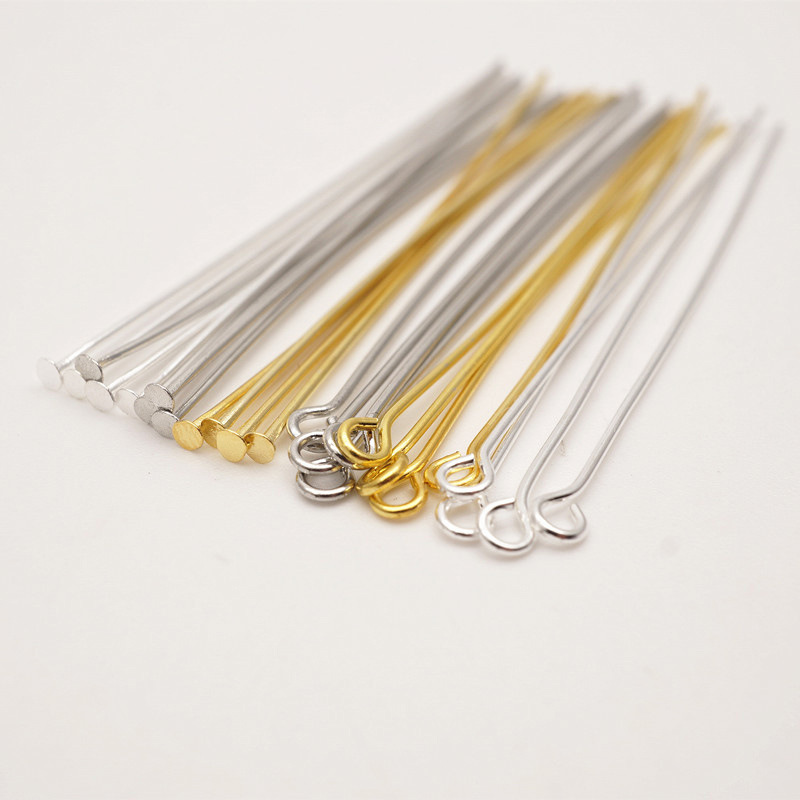 100 pcs/copper-coated nine-word needle T-shaped needle 3.0 5.0 electroplated gold silver nickel-free white K