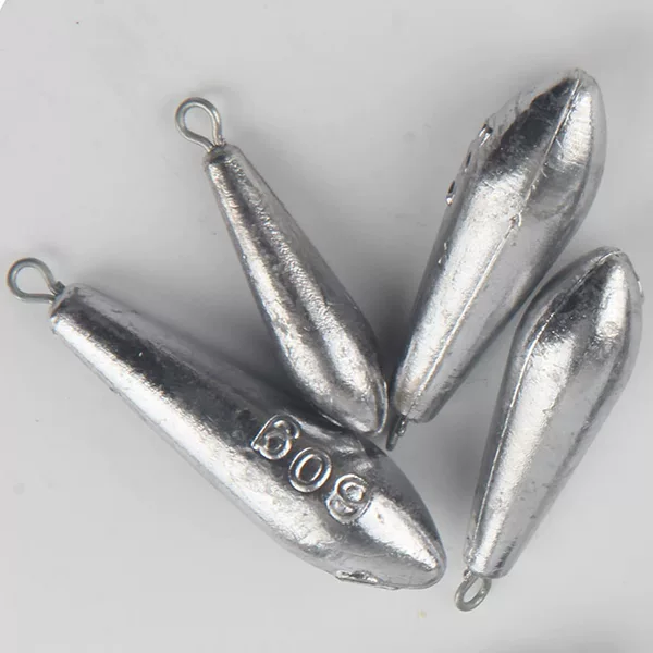 Sea Fishing Rod Lead Sinker, Water Drop-Shaped, Fishing Rod String Hook, Willow Leaf Lead Sinker, with Ring, Full Weight