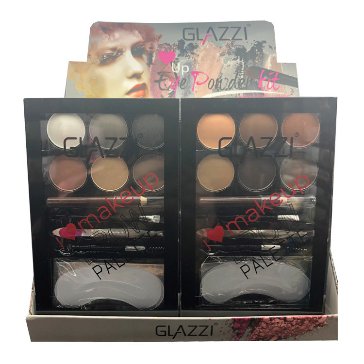 GLAZZI polvo de cejas traje impermeable a prueba de sudor de larga duración etiqueta de la ceja cepillo traje de maquillaje al por mayor