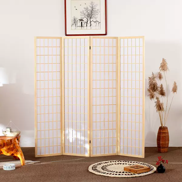 Japanese-Style Folding Screen Partition for Living Room, Modern Foldable Movable Office, Entrance Hall, Solid Wood Lattice, Photo Props, Small Apartment