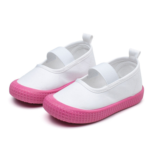 2024 Children's Canvas Shoes for Toddlers, Kindergarten Indoor Shoes for Boys and Girls, Slip-On Fabric Shoes with Elastic, White