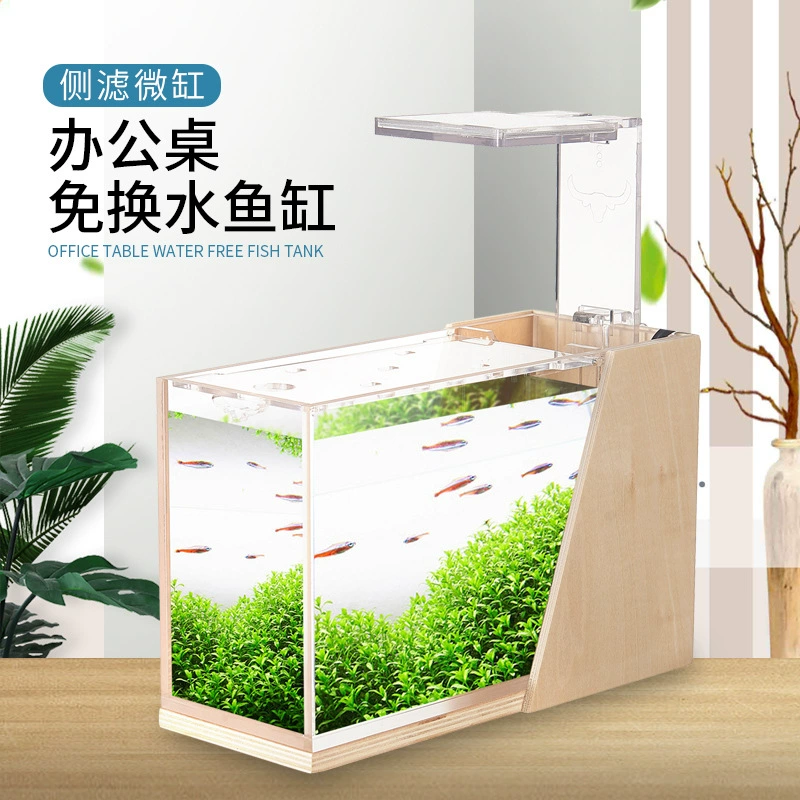 Настольный аквариум без воды мини-боковой фильтр Ландшафтный акриловый экологический небольшой Творческий офис аквариум микро танк