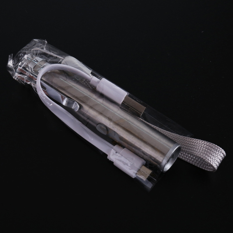 De acero inoxidable de múltiples funciones LED mini linterna detector de efectivo de luz láser infrarrojo tres en uno USB recargable