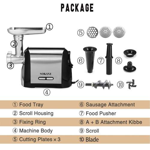 SOKANY 088 electric meat grinder household multi-functional fully automatic stainless steel minced meat filling machine sausage filling machine