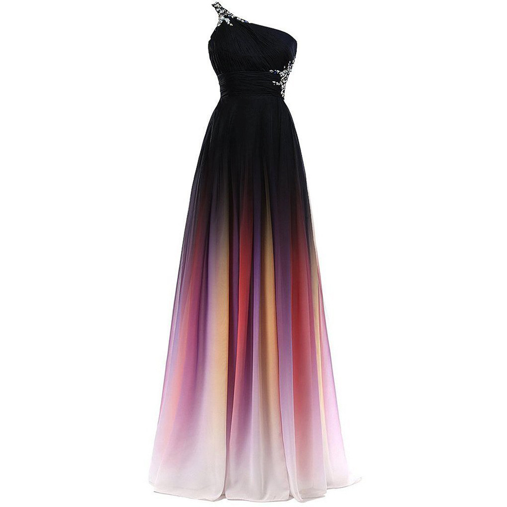 Amazon's New Gradient Color Prom Dress Sexy Party Dress Stage Performance Evening Dress Graduation Dress