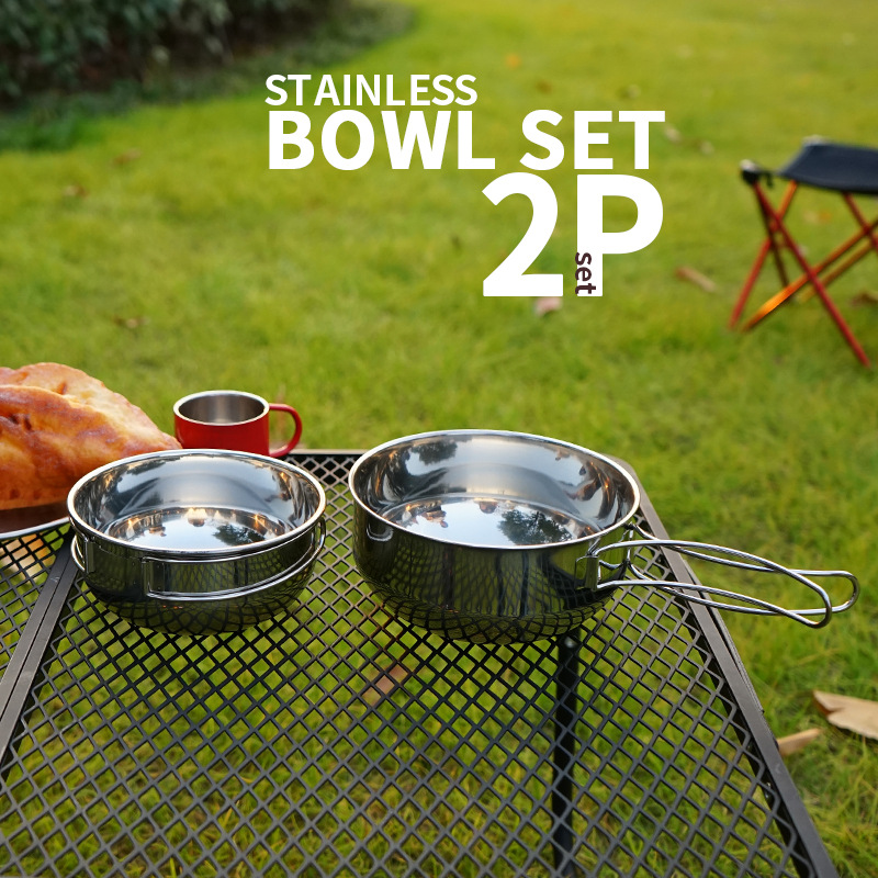 Al Aire Libre 304 plegable de acero inoxidable tazón 500ml camping portátil multi-funcional picnic set Tazón utensilios de cocina taza de escalada vajilla