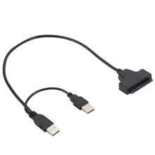 现货USB 2.0 TO SATA辅助供电双线 usb转SATA7+15pin硬盘易驱线