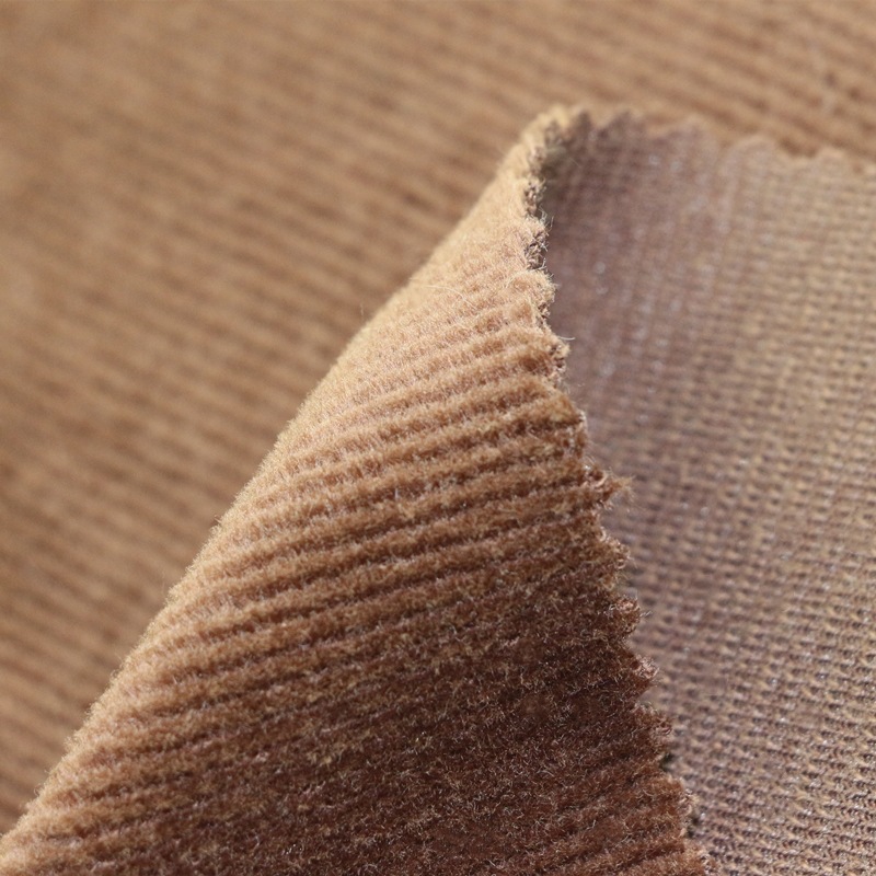 纬编2x2灯芯绒弹力坑条绒棉涤CVC氨纶抽条天鹅绒夹克裤子面料绒感