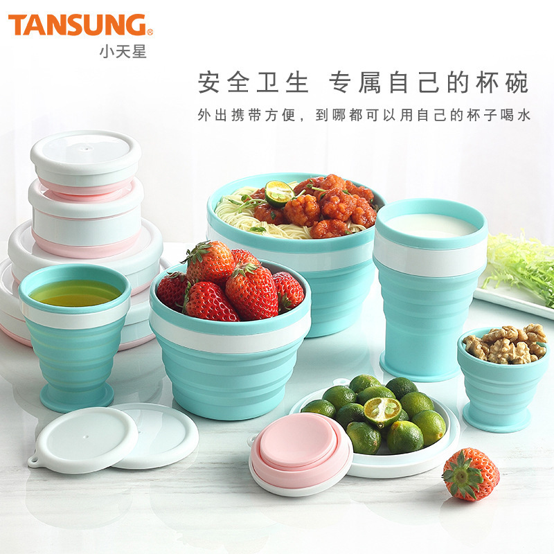 Travel Outdoor Bowl Folding Bowl Children's Gargle Cup Folding Silicone Bowl Cup Portable Water Cup Bowl Retractable Combination