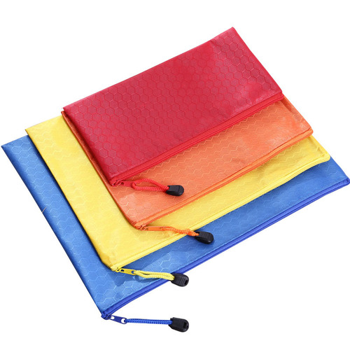 A4 zipper file bag with printed logo, portable Oxford bag, waterproof thickened information bag, office color storage bag
