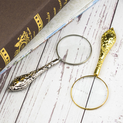 廠家歐式花紋複古金屬玻璃鏡片放大鏡送禮老人閱讀精美18155-A