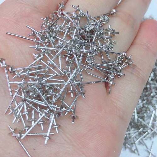 DIY jewelry 925 silver ear holder, ear pin, earring, pearl holder, bowl holder, bowl pin, empty holder, bead plate, tray pin, silver accessories