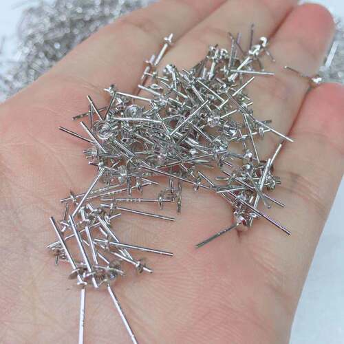 DIY jewelry 925 silver ear holder, ear pin, earring, pearl holder, bowl holder, bowl pin, empty holder, bead plate, tray pin, silver accessories