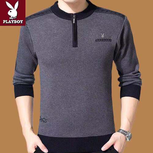2025 New Men's Long-Sleeve Sweater for Middle-Aged and Elderly, Hooded Colorblock Casual Dad Knit Running Volume Base Shirt