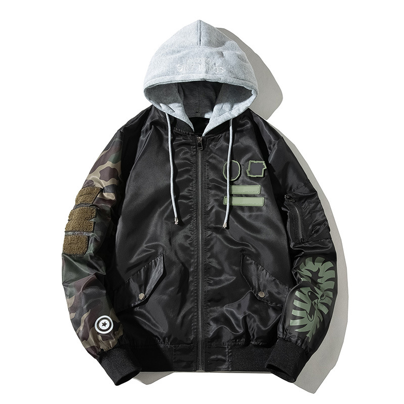 Marca de moda japonesa MA1 chaqueta de piloto de la Fuerza Aérea hombres y mujeres Otoño e Invierno engrosada pareja uniforme de béisbol chaqueta con capucha