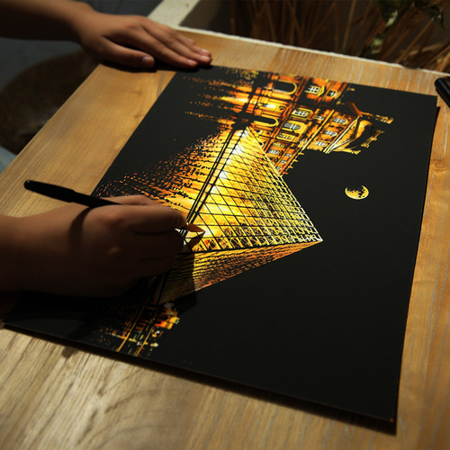 Yuelu YUELU Colorful City III City Night Scene Scratch Painting Creative Diy Handmade Scratch Painting Factory Direct Sales