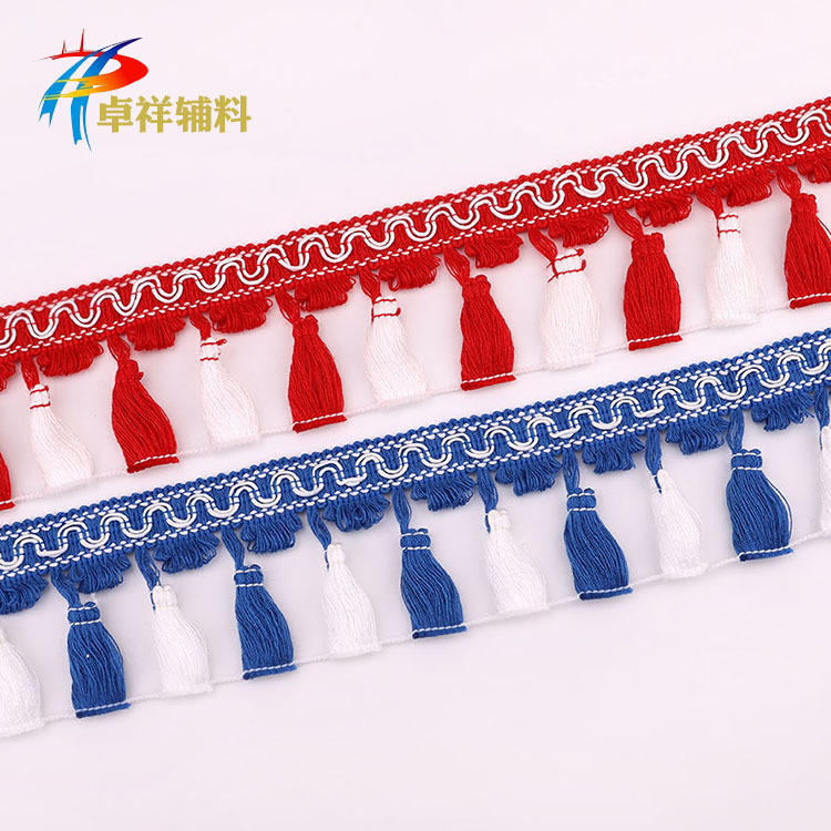 厂家直销现货批发环保彩色流苏扫把花边 服装家纺辅料窗帘花边