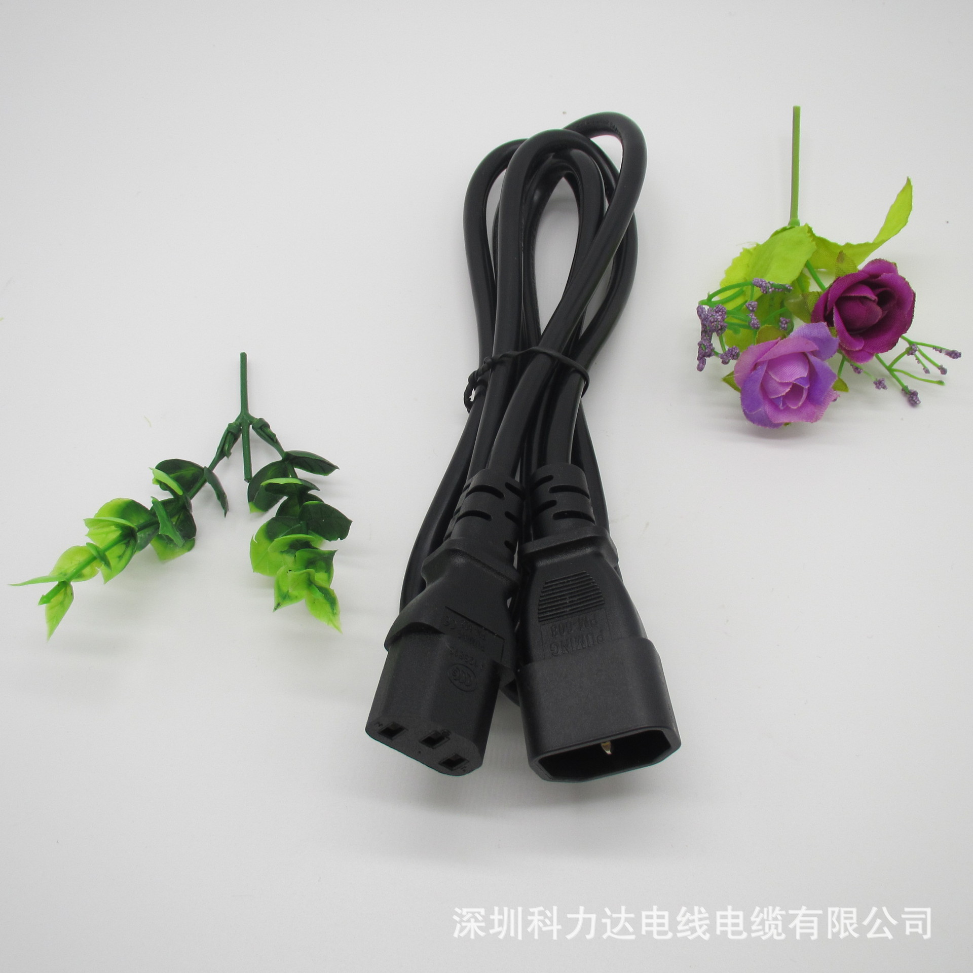 C13-C14标准3芯公母对插电源线 品字延长线电源线