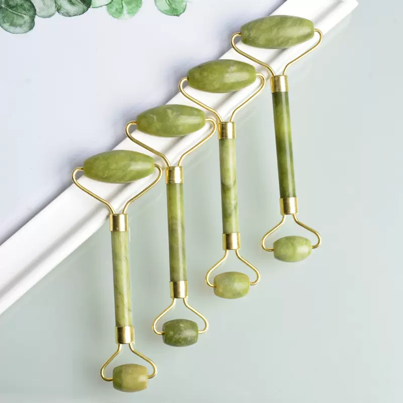 按摩器外贸手拿双头式滚轮玉器岫岩玉脸部眼部美容器按摩玉石玉滚