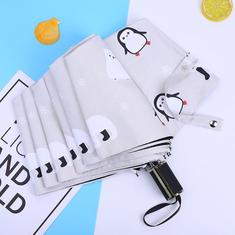 【Nuevo modelo】Paraguas de doble uso totalmente automático para sol y lluvia, protección UV, estilo de dibujos animados, diseño fresco, paraguas de tres pliegues para hombres y mujeres.