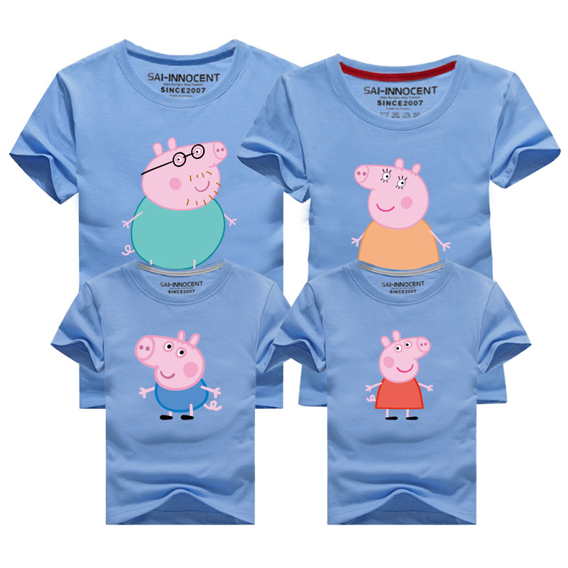 Verano de manga corta de tres piezas de algodón ropa para niños pareja padre-hijo cuello redondo hombres y mujeres media manga camiseta ropa de grupo