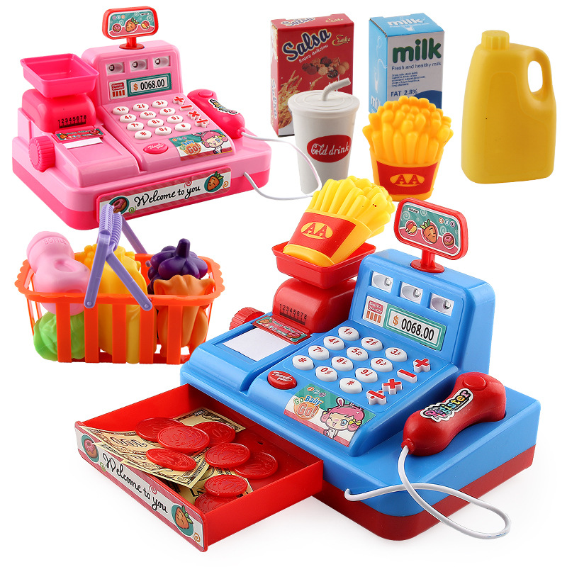 Girl Play House supermercado caja registradora juguete música ligera juego de rol caja registradora padre-hijo regalo de cumpleaños