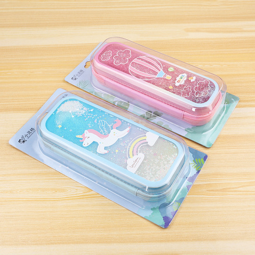 Xiaolingjing Pen Bag Oil-filled Quicksand Pen Box Cartoon TPU Student Stationery Box Children's Pencil Box One Piece Dropshipping