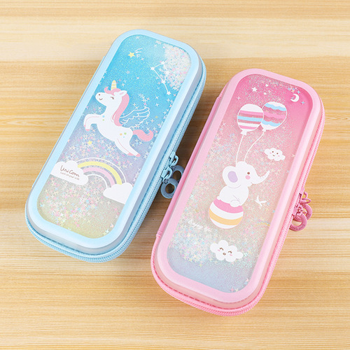 Xiaolingjing Pen Bag Oil-filled Quicksand Pen Box Cartoon TPU Student Stationery Box Children's Pencil Box One Piece Dropshipping