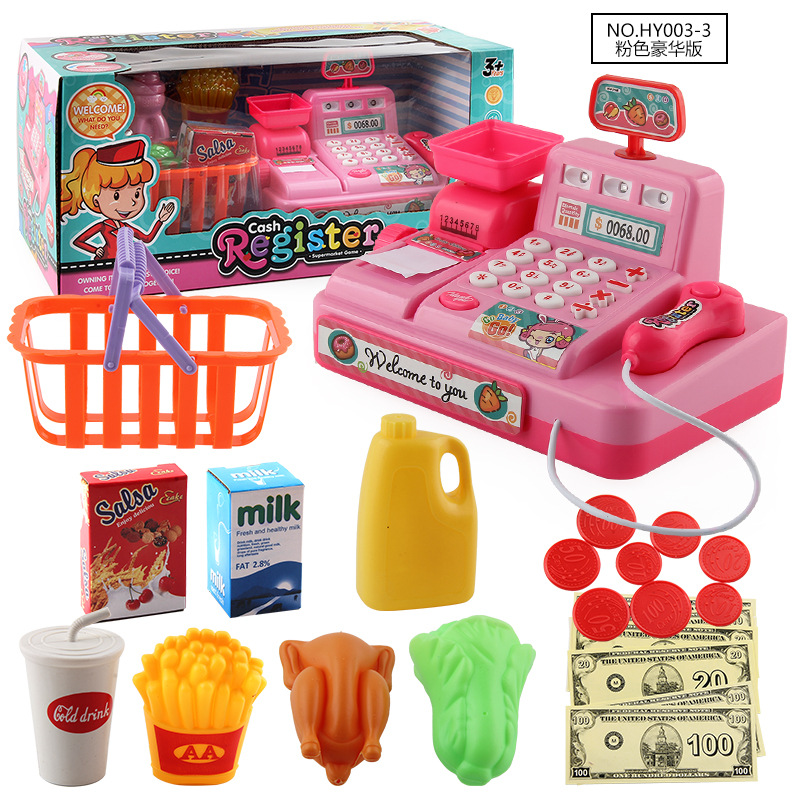 Girl Play House supermercado caja registradora juguete música ligera juego de rol caja registradora padre-hijo regalo de cumpleaños